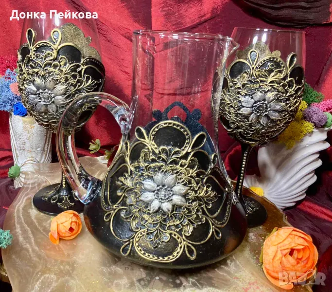 Сервиз за вино ръчна изработка , снимка 1