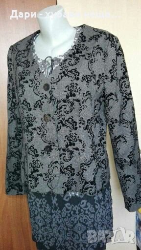 Елегантно сако в сиво, с велур🍀❤L❤🍀арт.4051, снимка 1