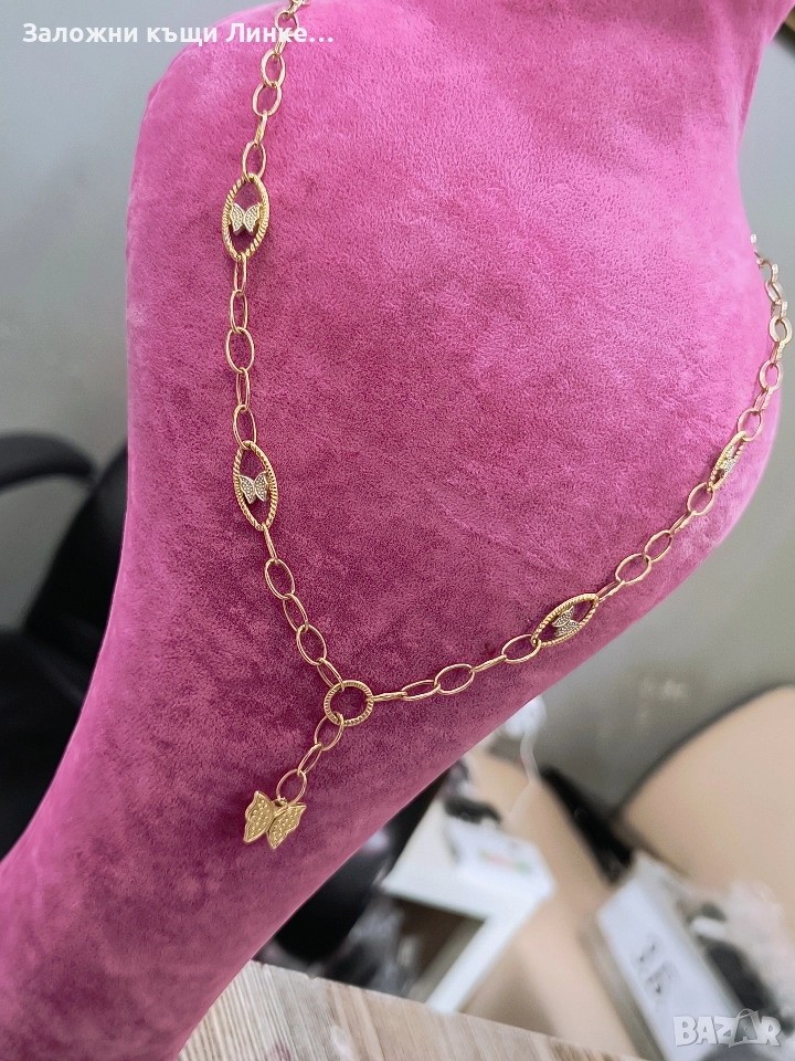 Златен Синджир с пеперудки 4.83гр / 14К, снимка 1
