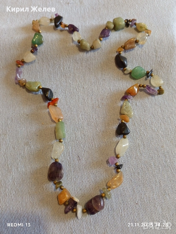 КОЛИЕ ПОЛУСКЪПОЦЕННИ КАМЪНИ РЕТРО СТИЛ НЕЖНО МНОГО КРАСИВО 52188, снимка 1