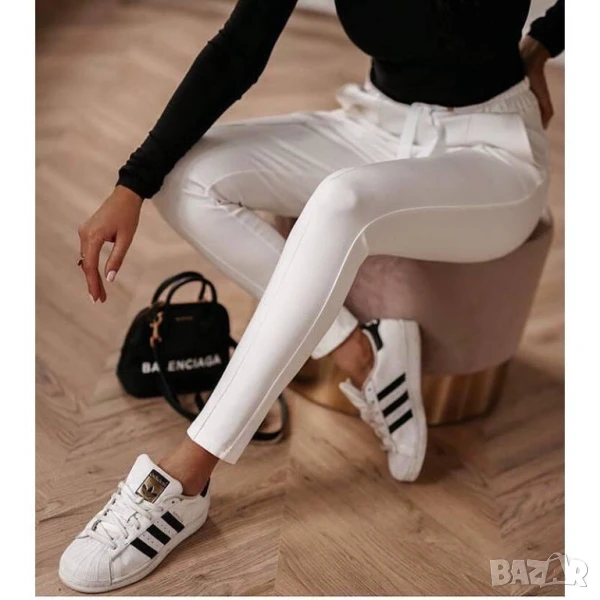 Бели дамски панталони слим кройка Л ХЛ 2ХЛ 3ХЛ  , снимка 1