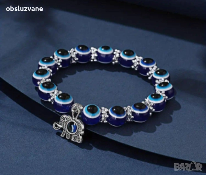 Гривна Зло око и слонче, снимка 1