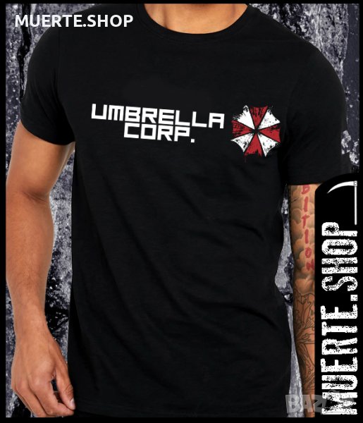 Черна тениска с щампа UMBRELLA CORP, снимка 1