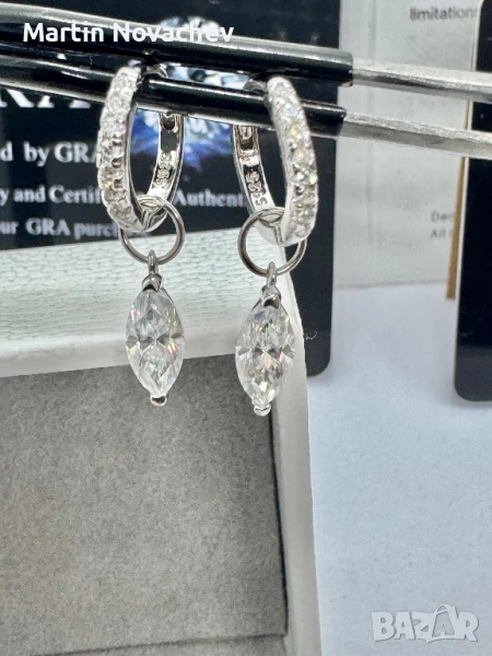 Сребърни обеци с мойсанит (Диамант) 0.5 карата, снимка 1