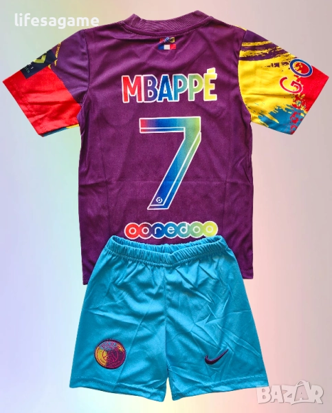 Детски футболен екип ПСЖ Мбапе комплект PSG тениска и къси панталони Mbappe, снимка 1