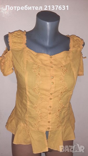 ДАМСКА ЖЪЛТА БЛУЗА  - Размер S  / M , снимка 1