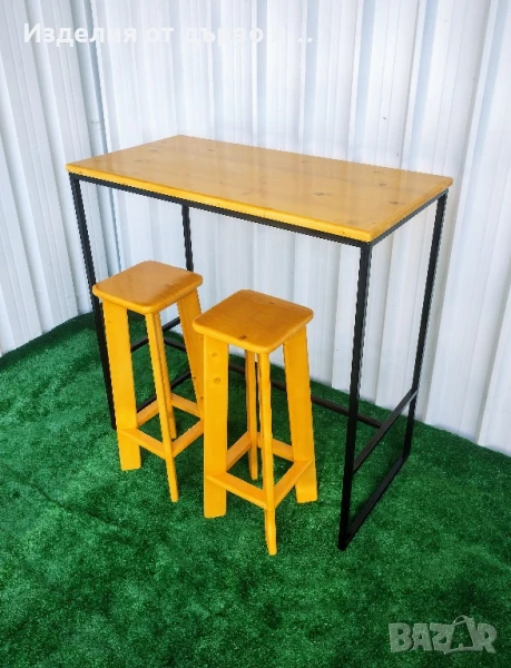 Маса за хранене и столове от дърво и метал , снимка 1
