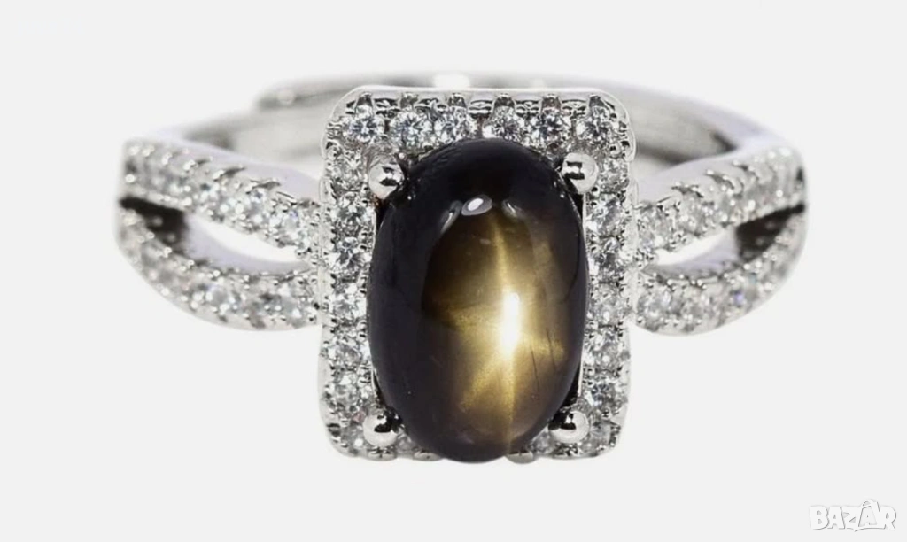 СРЕБЪРЕН ПРЪСТЕН СЪС ЗВЕЗДЕН САПФИР (ТАЙЛАНД), снимка 1