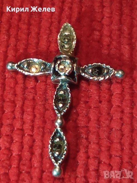 СТАРО СРЕБЪРНО КРЪСТЧЕ СРЕБРО 925 КРЪСТ с КРИСТАЛЧЕТА  25679, снимка 1