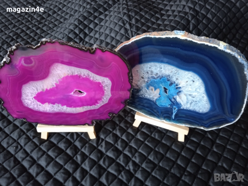  2 бр плочки от естествен ахат ,скъпоценен камък за хармония и дълголетие, Родопи,Родопис,, снимка 1