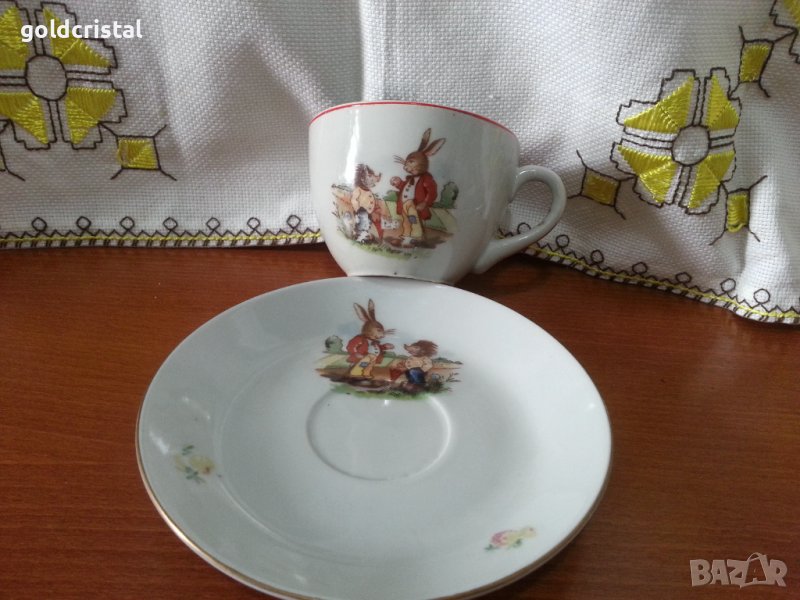 Стар български порцелан детски комплект за хранене , снимка 1