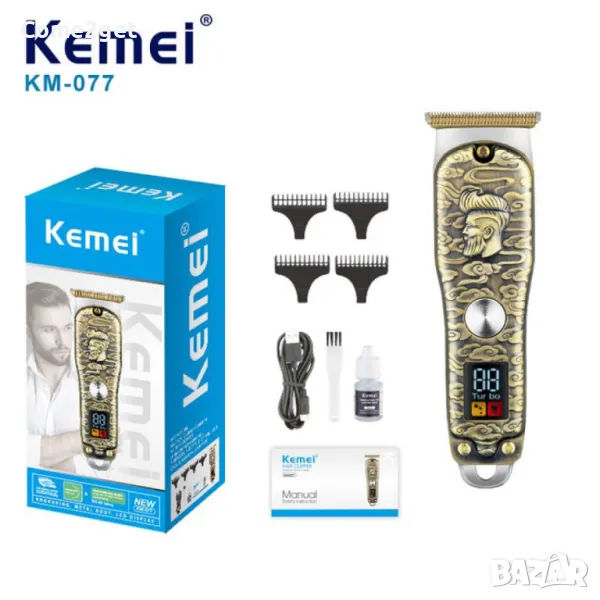 USB акумулаторна електрическа машинка за подстригване с LCD Дисплей, снимка 1