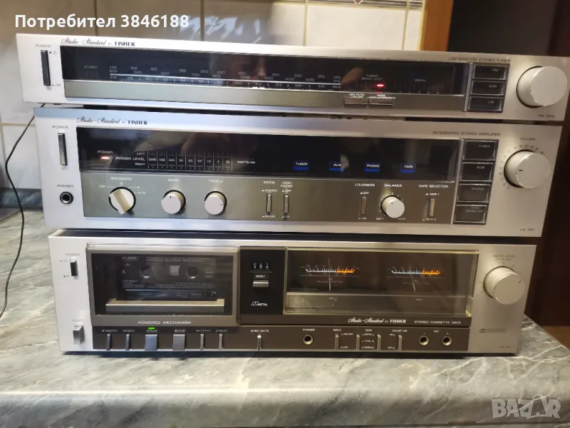 Fisher CR-123 Deck+Fisher CA-250 Amplifier+Fisher FM-350L Tuner, снимка 1
