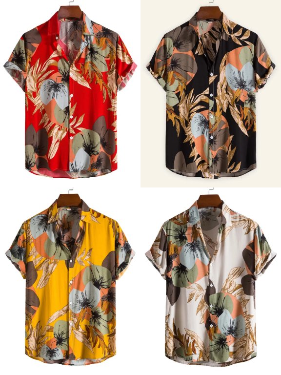 Мъжка модна тенденция, Ежедневна мъжка риза с щампи с къс ръкав, 4цвята -  023 в Ризи в гр. Велико Търново - ID40847917 — Bazar.bg