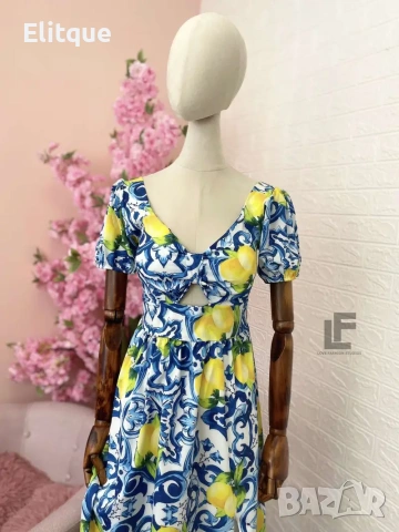 дълга лятна рокля с лимони , снимка 2 - Рокли - 53579408