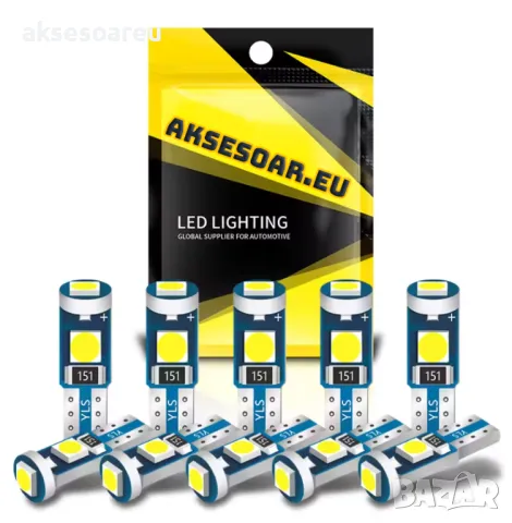 10 бр. малки габаритни крушки за арматурно табло T5 3SMD LED супер ярък 3030 LED вътрешно осветление, снимка 17 - Аксесоари и консумативи - 48602085