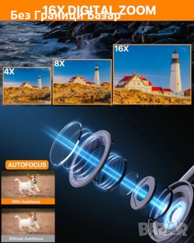 Нова Влог камера 4K 64MP с автофокус, светкавица и 2 батерии Фотоапарат, снимка 4 - Фотоапарати - 52257602