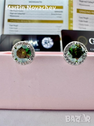 Сребърни обеци с мойсанит (Диамант) 1 карат, снимка 13 - Обеци - 51695827