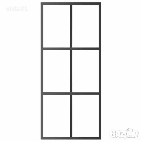 vidaXL Плъзгаща се врата с механизъм, ESG стъкло и алуминий, 90x205 см, снимка 4 - Интериорни врати - 56146572