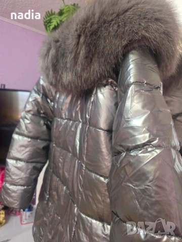 Сребристо зимно яке, 112 гръдна,80дължина , снимка 4 - Якета - 53742348