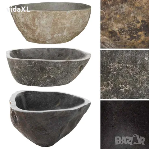 vidaXL Мивка от речен камък, овална, (37-46)x(29-36) см, снимка 4 - Мивки - 56146432