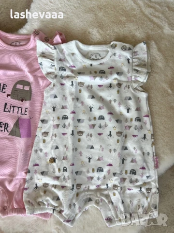 Комплект гащеризони/ромпъри розово, снимка 2 - Комплекти за бебе - 51116680