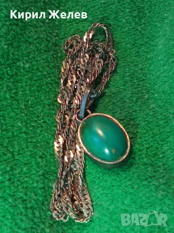 СТАРИНЕН СРЕБЪРЕН РЕТРО ПЕНДАНТ с НАТУРАЛЕН ЗЕЛЕН НЕФРИТ и СРЕБЪРНА ВЕРИЖКА МАРКОВО СРЕБРО 975 43300, снимка 18 - Антикварни и старинни предмети - 49917719