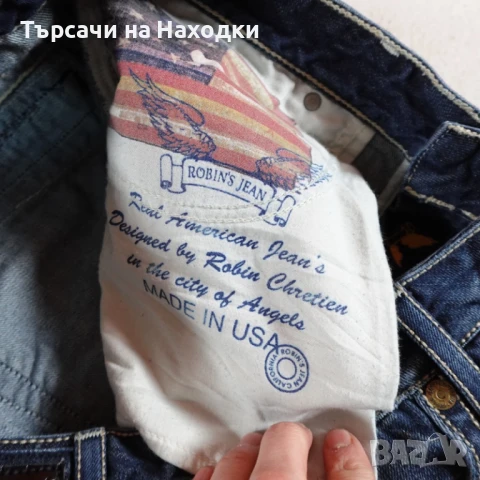 $219 Мъжки дънки Robins Jeans Mens 36 Blue Pants Studded Patches Grunge Street Wear 36x33 Vintage , снимка 13 - Дънки - 50871422