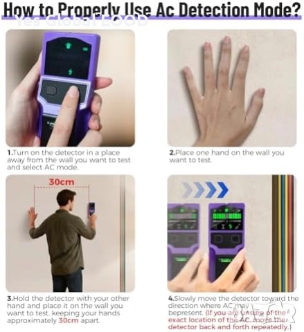 SUNMAY 7-в-1 стенен скенер за дърво, метал и кабели, снимка 4 - Други инструменти - 53634652