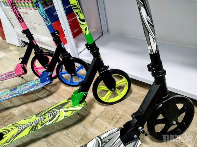 Тротинетка, скутер, Голяма тротинетка с големи гуми, колела 230мм за деца, възрастни, сгъваема 230mm, снимка 7 - Велосипеди - 41478201