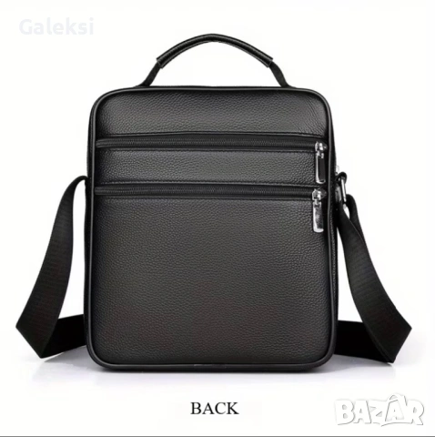 Мъжка делова и практична кожена чанта /Универсална-черна и кафява естест. кожа!, снимка 4 - Чанти - 53101893