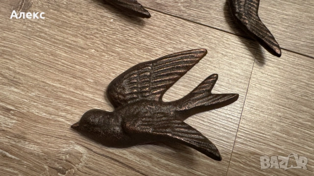 Комплект 3бр. чугунени лястовици, 452гр, снимка 2 - Градински мебели, декорация  - 53651518