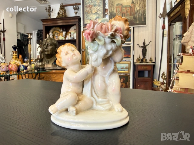 Порцеланова фигура ХЕРУВИМИ с букет от рози Karl Ens. №7906, снимка 5 - Колекции - 53663882