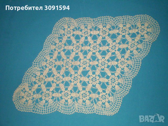 Винтидж  плетена на една кука покривчица цвят екрю, снимка 5 - Антикварни и старинни предмети - 41940366