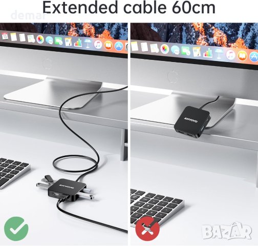 USB C Хъб два порта 4K/60Hz HDMI, 100W PD, USB C 3.0, 2*USB A 3.0, снимка 8 - Други - 42200269