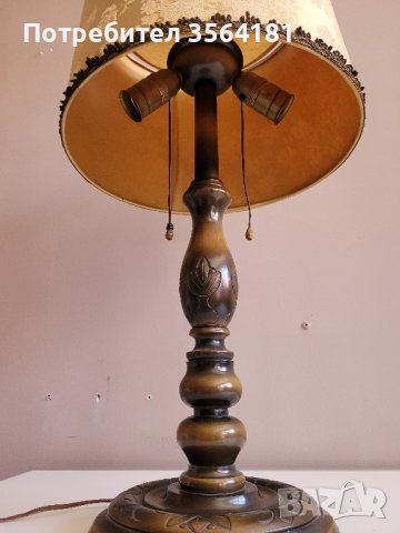 дървена настолна лампа, снимка 2 - Настолни лампи - 42026641