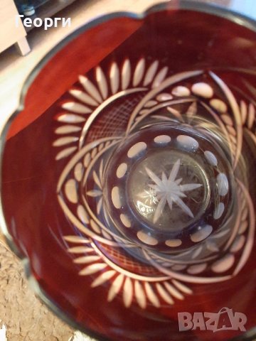 Червен кристал ваза, снимка 3 - Вази - 44236898