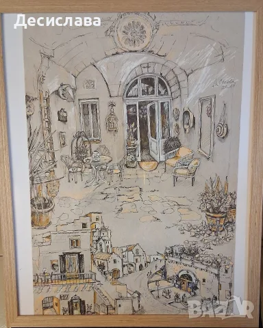 Графика "Моята Матера Италия", снимка 2 - Картини - 54625498