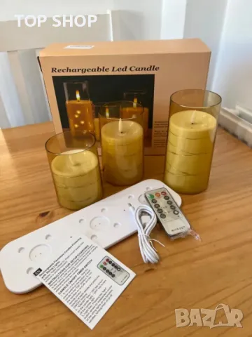 Glowtink 3 бр.LED свещи акумулаторни безпламъчни, дистанционен таймер, мигащи, декор, 4" 5" 6",жълти, снимка 7 - Декорация за дома - 49551769