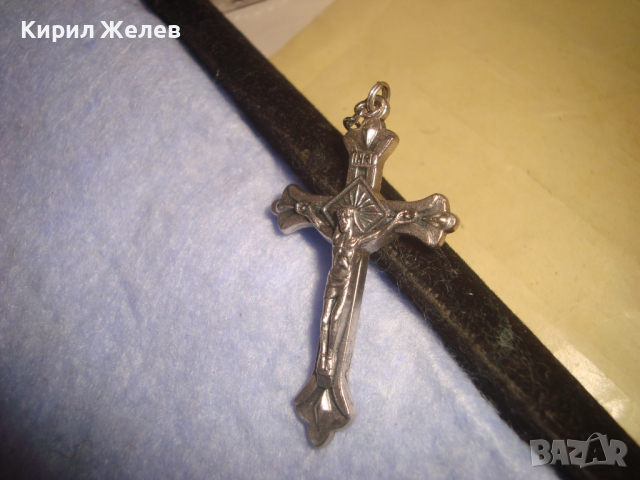 ПОСРЕБРЕНО РАЗПЯТИЕ - ИТАЛИЯ НАГРЪДЕН КРЪСТ 26097