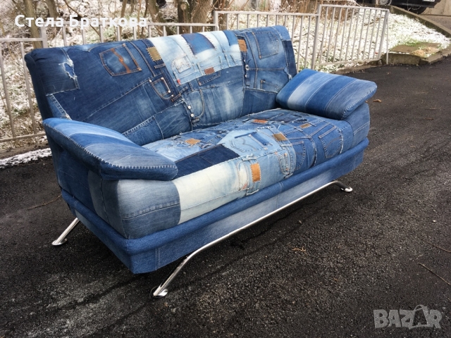 Дънков диван Претапициран , снимка 5 - Дивани и мека мебел - 36107477