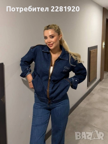 Стилна дънкова парка/ яке с цип и лого, снимка 4 - Якета - 53085768