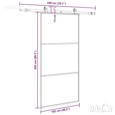 vidaXL Плъзгаща се врата с механизъм черна 102x205 см ESG стъкло, снимка 9 - Интериорни врати - 56147127