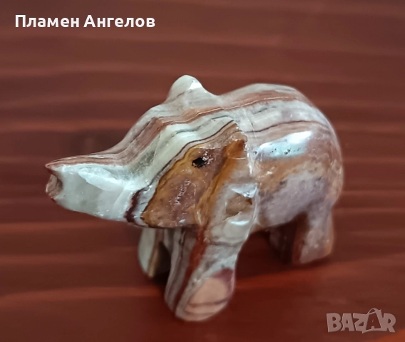 Фигурка Слонче от мраморен оникс. , снимка 3 - Колекции - 51915108