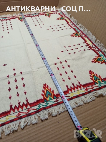 Соц Старо Ръчно Бродирано Каре Покривка Номер 276., снимка 7 - Антикварни и старинни предмети - 53057333