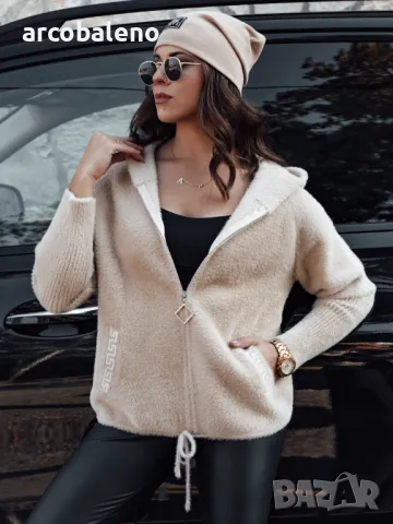 Дамско късо яке от алпака с качулка NIVE, 2цвята , снимка 2 - Якета - 47423483