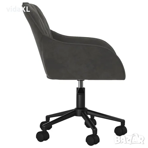 vidaXL Въртящ се офис стол, тъмносив, кадифе, снимка 4 - Столове за офис - 56147113