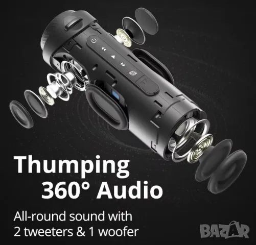 Tronsmart Element T7 Безжична Bluetooth Водоустойчивa Тонколона 30W IPX7 Shock Субуфер APP-управляем, снимка 4 - Bluetooth тонколони - 47943558