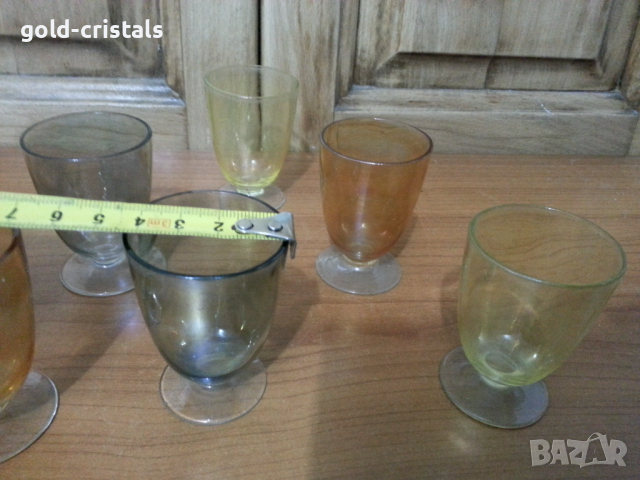 Стъклени чаши чашки цветно стъкло, снимка 4 - Антикварни и старинни предмети - 36212554