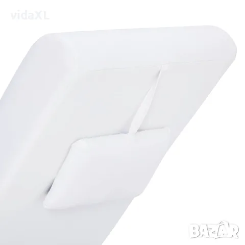 vidaXL Масажираща кушетка с възглавница, бяла, изкуствена кожа, снимка 6 - Кушетки - 56146498